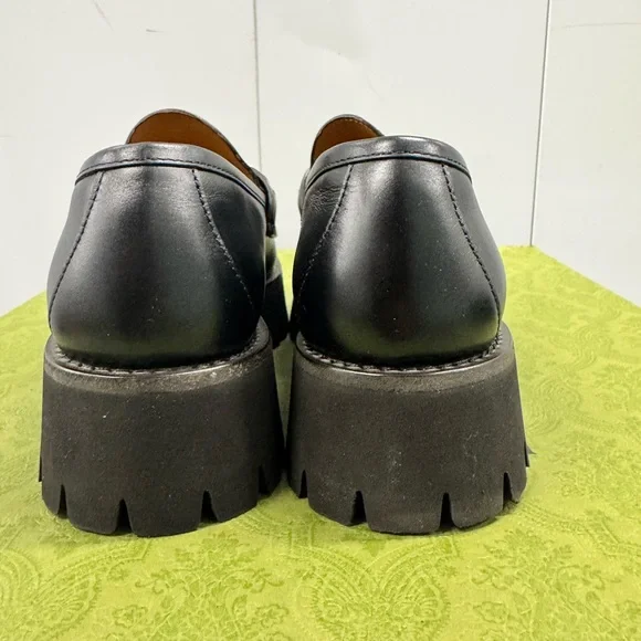 Gucci Black Leather Women's Chunky Loafers - Picture 7 of 11